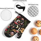 Mushroom Oven Mitts and Pot Holders Sets, Heat Resistant Black Hot Pads Witchy - Image 5