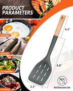 Pack of 2 Silicone Spatula, Non Stick Cooking Utensil Set Wooden Handle Kitchen - Image 3