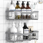 EUDELE Shower Caddy 2 Pack, Adhesive Shower Organizer by EUDELE