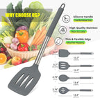 4 Pack Silicone Utensils Set，Non Stick Solid Spatulas, Slotted Spoons - Image 3