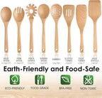HOWHONG Wooden Spoons for Cooking, Beech Wood Kitchen Utensil Set, Premium - Image 2