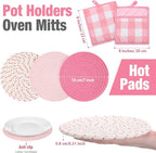 Sumind Pink Oven Mitts and Pot Holders 7 Sets, Heat Resistant Kitchen Gloves - Image 3