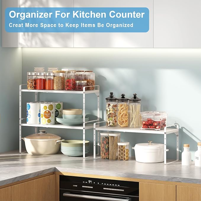 15.5 to 25.5 Inch Expandable Kitchen Cabinet Organizer Shelf, 30 LBS Heavy Duty - Image 6