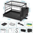XLMYS Dish Drying Rack, 2 Tier Large Dish Drying Rack - Image 6