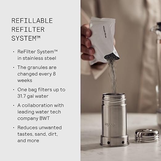 Aarke Purifier Regular Glass Pitcher Bundle w/Steel Filter, 3 Enriched + 1 Pure - Image 3