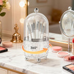 Makeup Brush Holder with Lid, Cosmetic Tools Organizer with Cover, 360° - Image 4