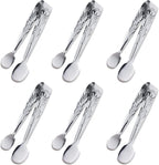 6PCS Mini Serving Tongs, 4Inch Rose Stainless Steel Sugar Cube Tongs, Sliver by Sunenlyst