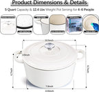 E-far Dutch Oven Pot with Lid, 5 Quart Enameled Cast Iron Round Dutch Oven - Image 2