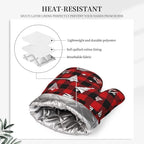 Red Gingham Plaid Christmas Tree Oven Mitts and Pot Holders Set - Image 4