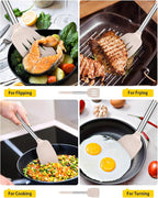 Pack of 2 Silicone Solid Turner, Non Stick Slotted Kitchen Spatulas, High Heat - Image 3