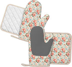 Oven Mitts and Pot Holders Rose Flower Vintage Botanical Silicone Kitchen - Image 2