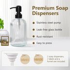 Shinowa Kitchen Dish Soap Dispenser Set, 14OZ Glass Bottle - Image 3
