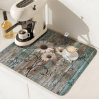 Dish Drying Mat for Kitchen Counter 16 x 18 Inch Rustic Vintage Daisy Floral - Image 7