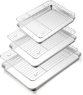 TeamFar Baking Sheet with Rack Set, 16/12.5/10.5 Inch Stainless Steel Cookie by TeamFar