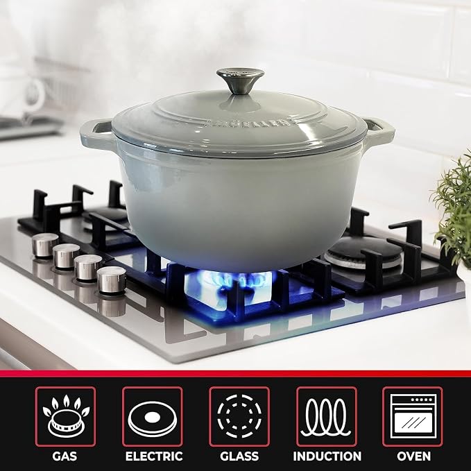 MUELLER HOME 4.5 QT Enameled Cast Iron Dutch Oven, Heavy-Duty Casserole Dish - Image 4