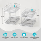 Delamu 4 Pack 2-Tier Bathroom Under Sink Organizers and Storage, Pull Out Clear - Image 2