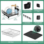 MOUKABAL Dish Drying Rack, Dish Rack, Stainless Steel Dish Racks - Image 3