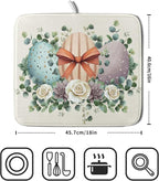 Happy Easter Eggs Dish Drying Mat 16x18 Inch Easter Day Eggs Flowers Dishes Pad - Image 2