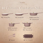 CAROTE Ceramic Cookware Set, Pots and Pans Set Non stick, 14-Piece Induction - Image 2