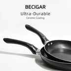 BECIGAR 8pcs Black Ceramic Pots and Pans Set, Cooking Pan Set, Cooking Pot Set - Image 5