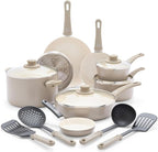 GreenLife 16 Piece Nonstick Cookware Set, Soft Grip Non-Toxic PFAS-Free Ceramic by GreenLife