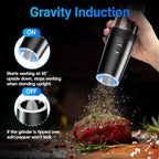 MealHelper Rechargeable Gravity Electric Salt and Pepper Grinder Set - Image 4