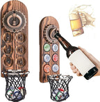 Magnetic Bottle Openers with Catcher, Wall Mounted Wooden Beer Bottle Opener by LUCYLANKER