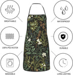 Botanical Print Floral Oven Mitts Pot Holders Farmhouse Cooking Apron Set of 5 - Image 5