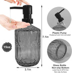Grey Glass Soap Dispenser with Black Pump, 15oz Liquid Hand Dispenser, - Image 2