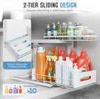 Under Sink Organizer Upgrade To Professional Rails, 2-Tier Dual Pull Out - Image 5