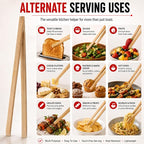 HIC Kitchen Toast Tongs, Natural Bamboo - Image 7