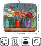 Small Dish Drying Mat for Kitchen Counter 16x18, Spring Summer Floral - Image 2