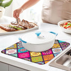 Boho Drying Mat 16" X 18" Abstract Plaid Kitchen Counter Stone Large Dish - Image 7
