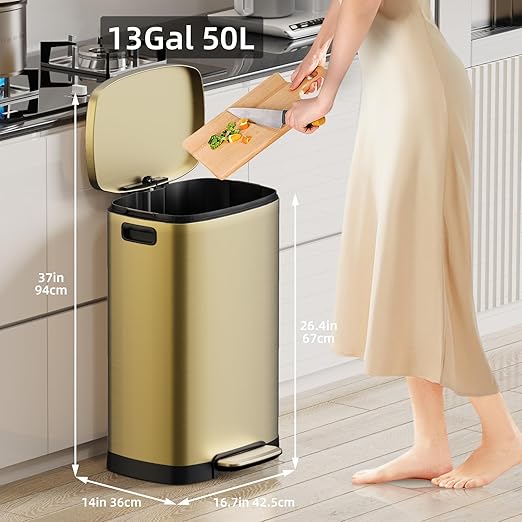 KUK 13 Gallon/50L Stainless Steel Kitchen Trash Can - Image 2