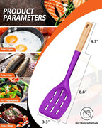 Pack of 2 Silicone Spatula, Non Stick Cooking Utensil Set, Wooden Handle - Image 2