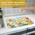 Spring Floral Dish Drying Mat for Kitchen Counter 18x24 Yellow Pink Narcissus - Image 7