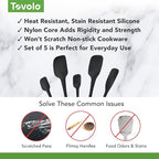Tovolo Flex Core 5 Piece Silicone Spatula Set Heat Resistant All Silicone - Image 3