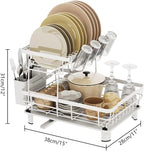 Small 2 Tier Dish Drying Rack, Space Saving Dish Racks - Image 6