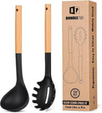 Silicone Pasta Fork and Ladle Spoon Set by BUNDLEPRO