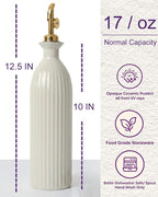 Ceramic Olive Oil Dispenser Bottle - 17oz Stoneware Oil & Vinegar Cruet - - Image 3