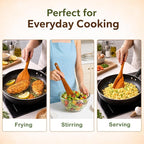 Wooden Kitchen Utensil Set, 4-Piece Teak Wood Cooking Utensils - Image 4