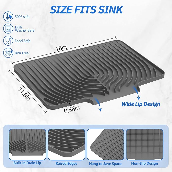 Dish Drying Mat for Kitchen Counter, - Image 2