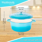 Cast Iron Dutch Oven with Lid – Non-Stick Ovenproof Enamelled Casserole Pot – - Image 2
