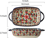 Red Daisy Flower Vintage Style Ceramic Bakeware Casserole Dish Baking Pan - Image 2