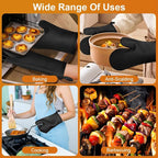 AUAUY Oven Mitts with 2 Potholders, Silicone Oven Gloves Heat Resistant 464°F - Image 7