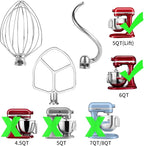 Stainless Steel 3 Piece kit Attachments，Dough Hook 6 Wire Whisk Flat Beater - Image 5