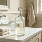 Glass Hand Soap Dispenser Silver Pump Refillable Dish Shampoo Lotion Bottle - Image 6