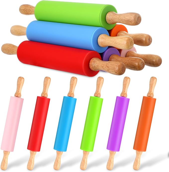 Dandat 6 Pcs Small Rolling Pin Kids 12 Inch Mini Silicone Rolling Pin by Dandat