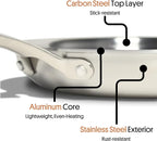 STRATA Carbon Steel Clad 10.5" Frying Pan Skillet, 3-Ply Carbon Steel Cookware - Image 3