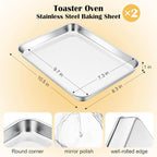 E-far Small Baking Sheet Set of 2, 10.5”x8.3” Stainless Steel Cookie Sheets Pans - Image 2